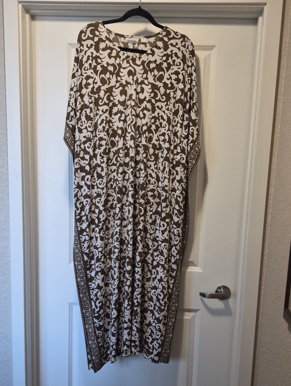 Joan Rivers Brown and White Printed Caftan